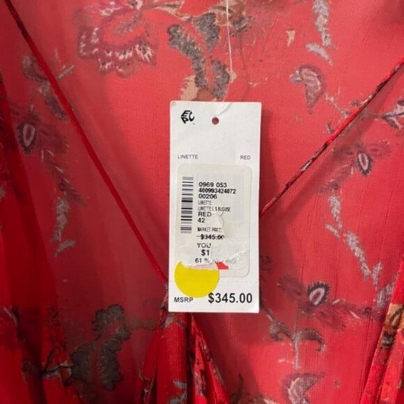 Iro Linette Floral Print Bell Sleeve Chiffon Blouse Top, Long Sleeve - Picture 8 of 11